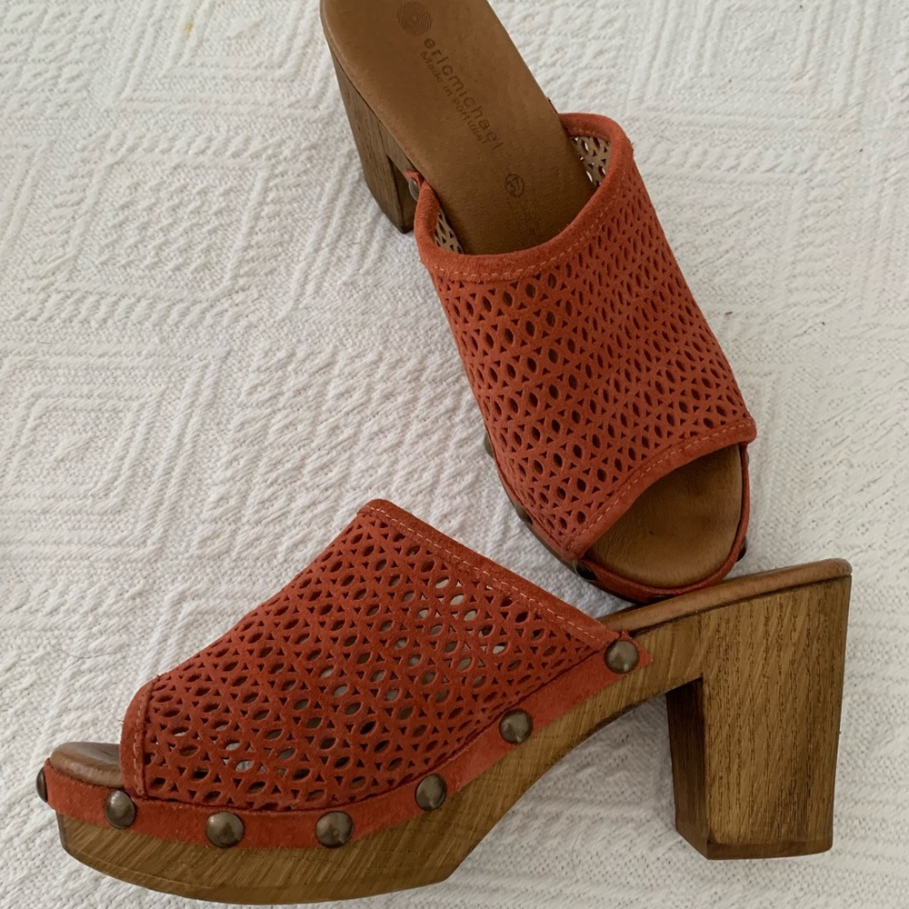 Eric Michael made in Portugal perfect Rusty/coral slide/open toe mule